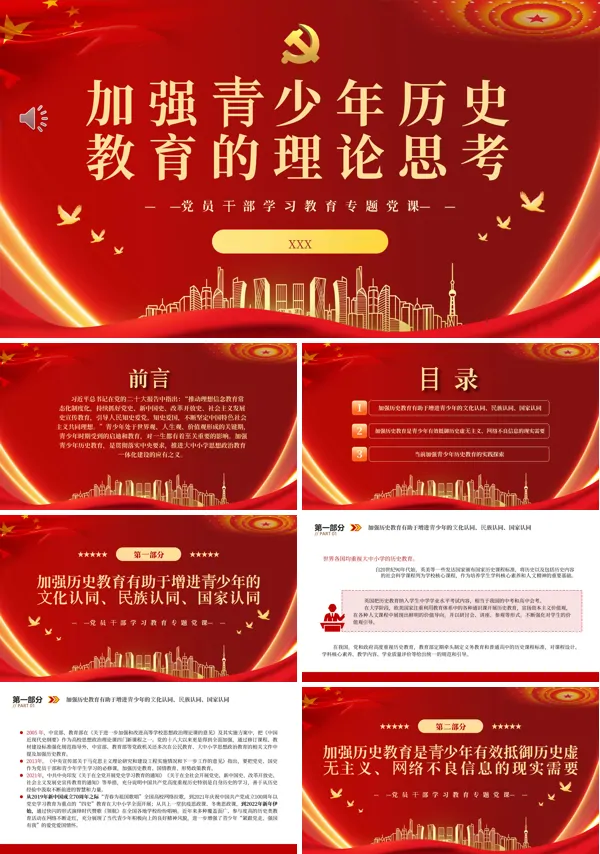 加强青少年历史教育的理论思考PPT专题党课
