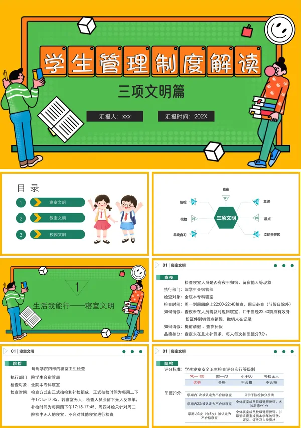 学生管理制度动态PPT模板含讲稿