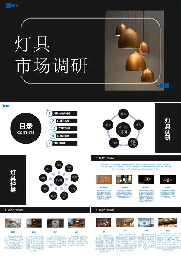 灯具市场调研分析工作总结汇报PPT模板含讲稿