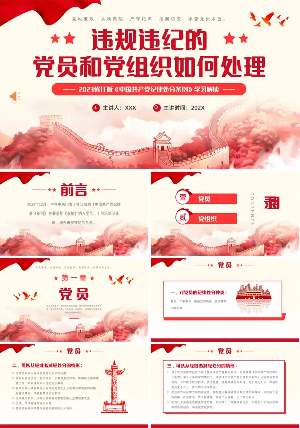 违规违纪的党员和党组织如何处理PPT专题党课
