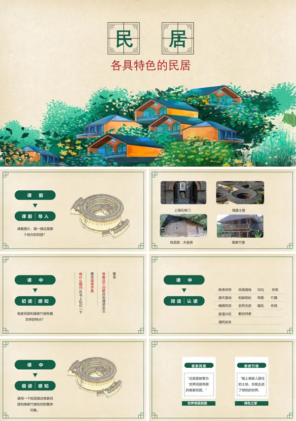 小学语文六年级下册各具特色的民居PPT下载课件