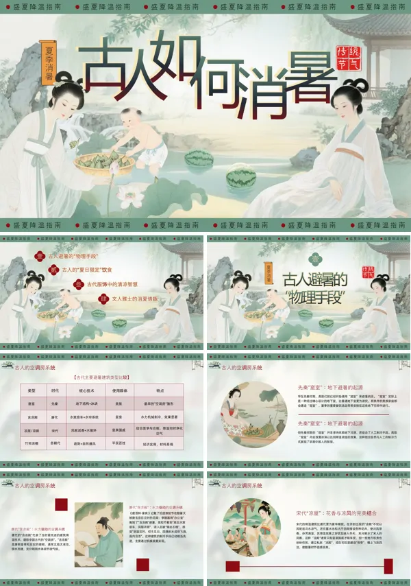 古人如何避暑PPT课件模板含讲稿