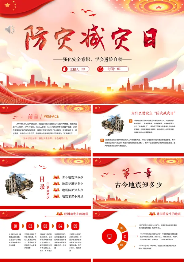 512防灾减灾安全教育教案PPT模板