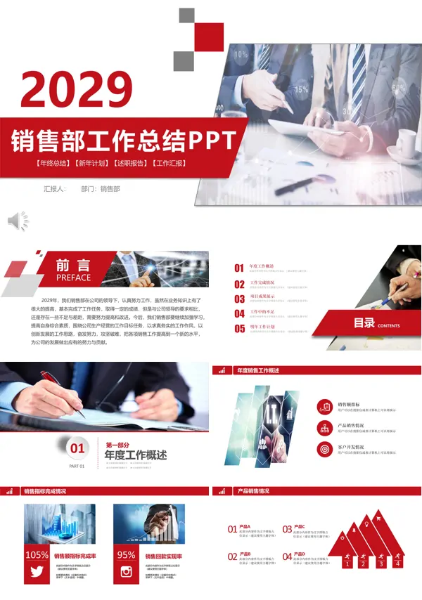 销售部工作总结汇报PPT