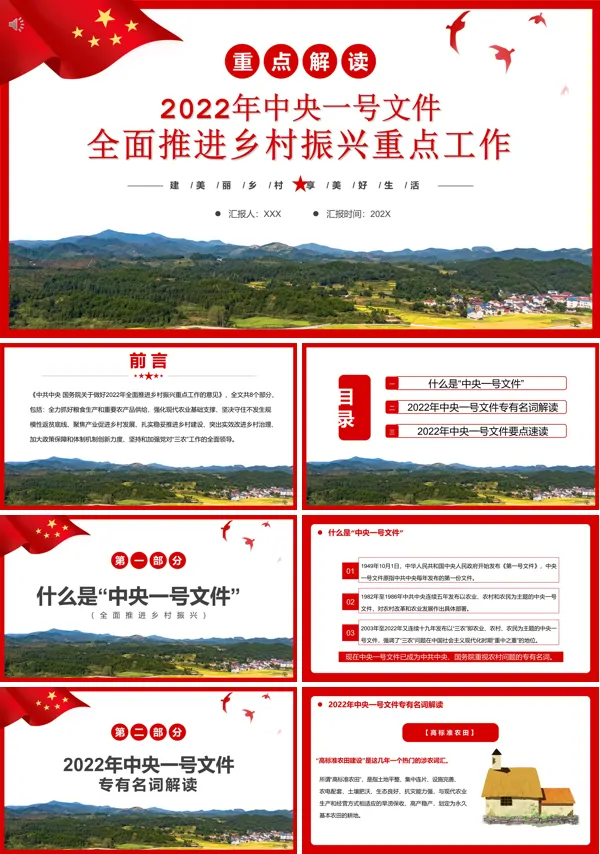 解读2022年中央一号文件全面推进乡村振兴重点工作PPT专题党课