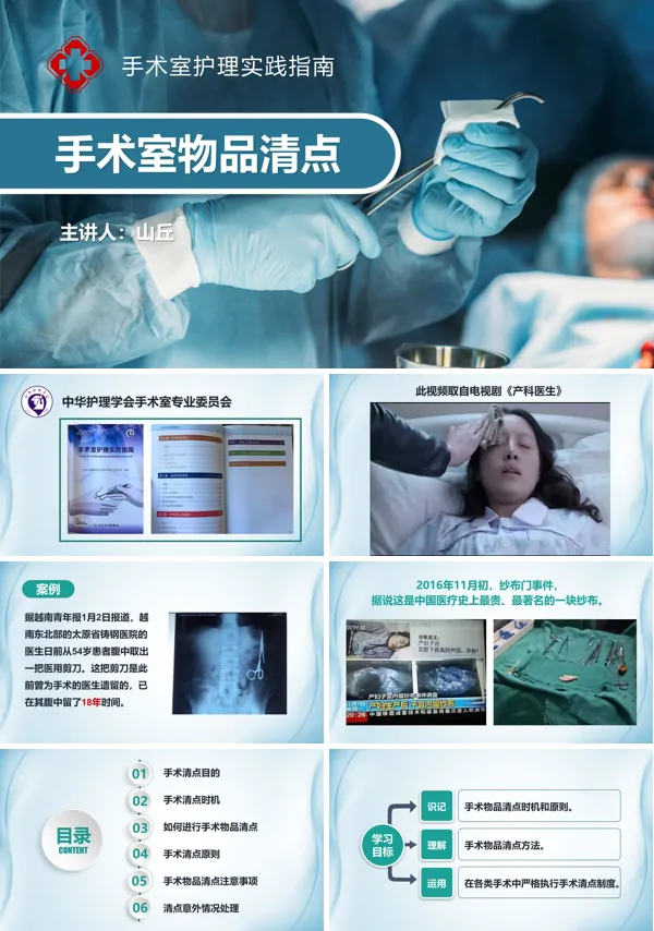 医疗手术室物品清点培训课件PPT下载模板