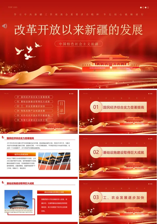 改革开放以来新疆的发展PPT党课