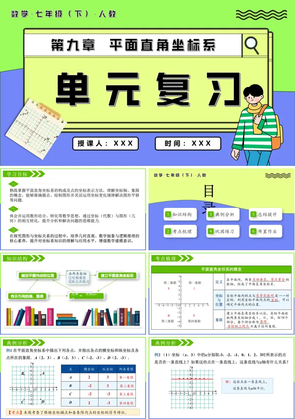 七年级数学下册第九章平面直角坐标系单元复习PPT课件含教案