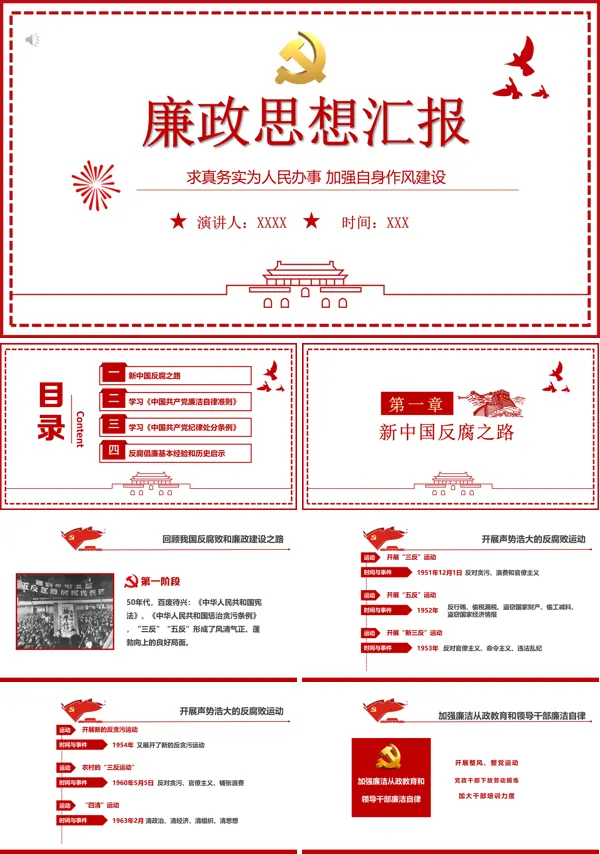  党政廉政建设思想汇报PPT