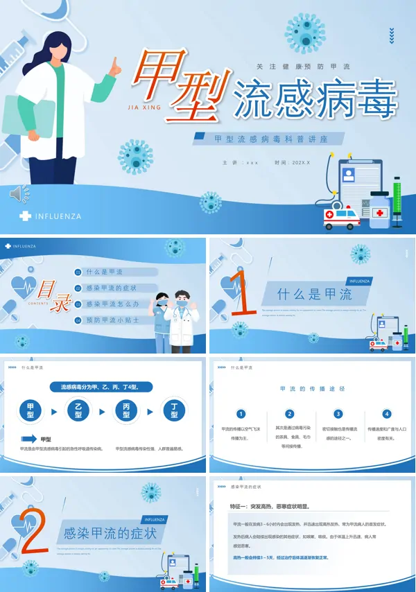 关注健康预防甲型流感病毒PPT