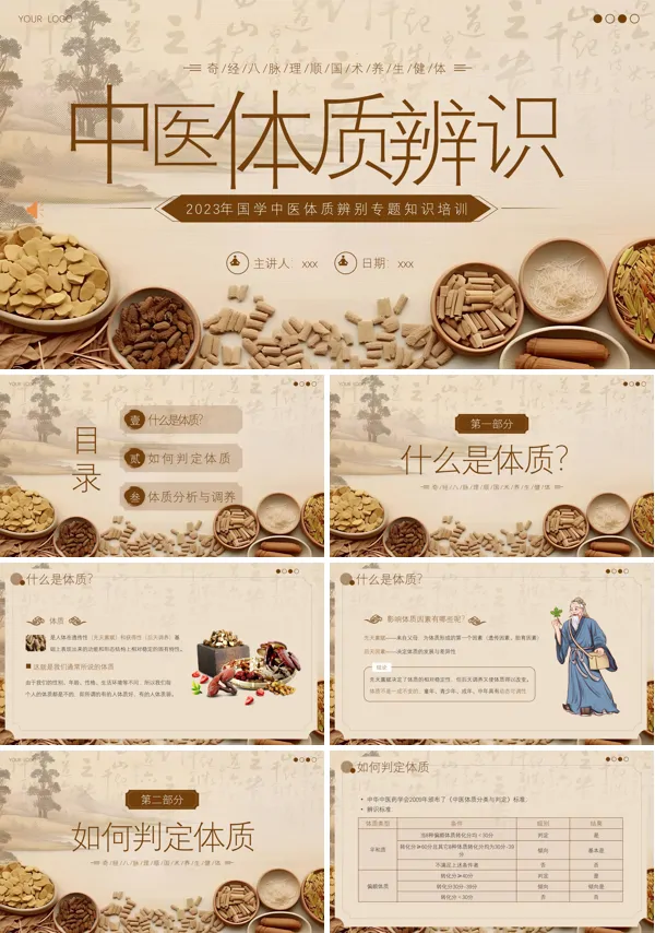 中医体质辨别中医知识培训课件PPT模板