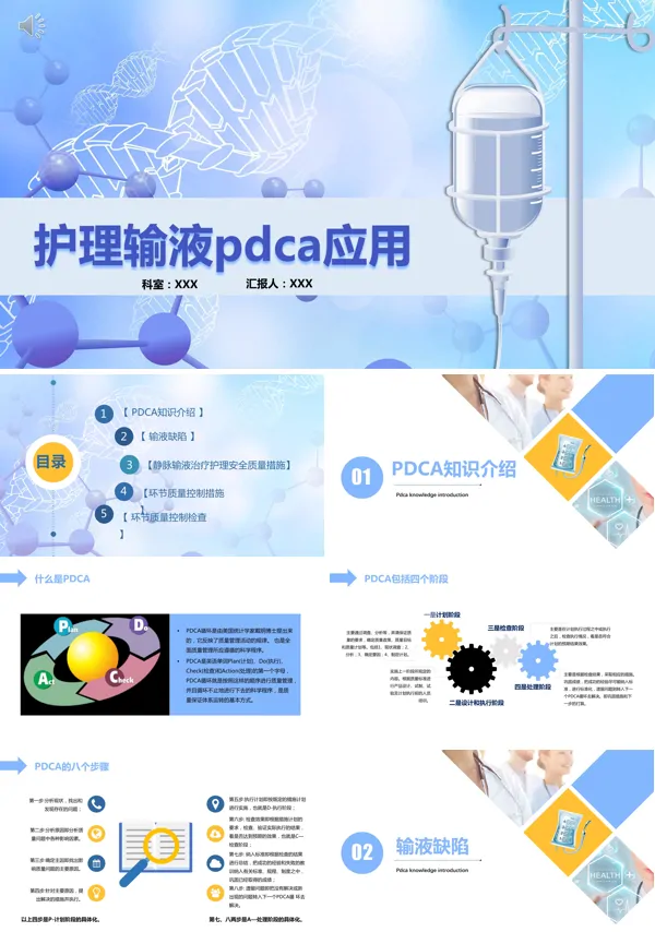 护理输液PDCA应用管理课件PPT模板