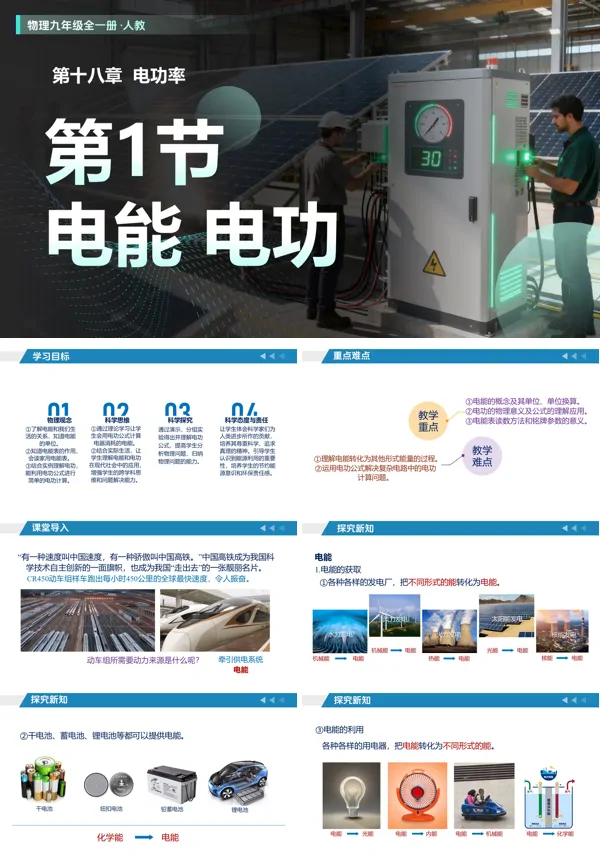 人教九年级全一册 第18章电功率第1节电能电功（教学课件）PPT课件含教案